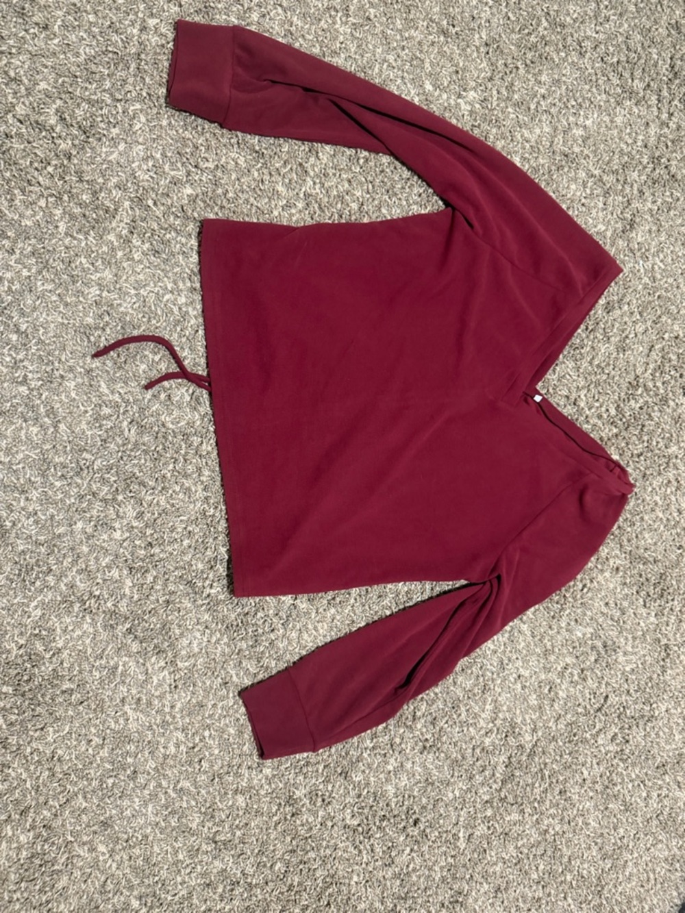 Women's Burgundy V-Neck Drawstring Shirt